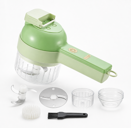 4-in-1 Portable Electric Vegetable Cutter Set | USB Rechargeable Mini Food Chopper for Kitchen